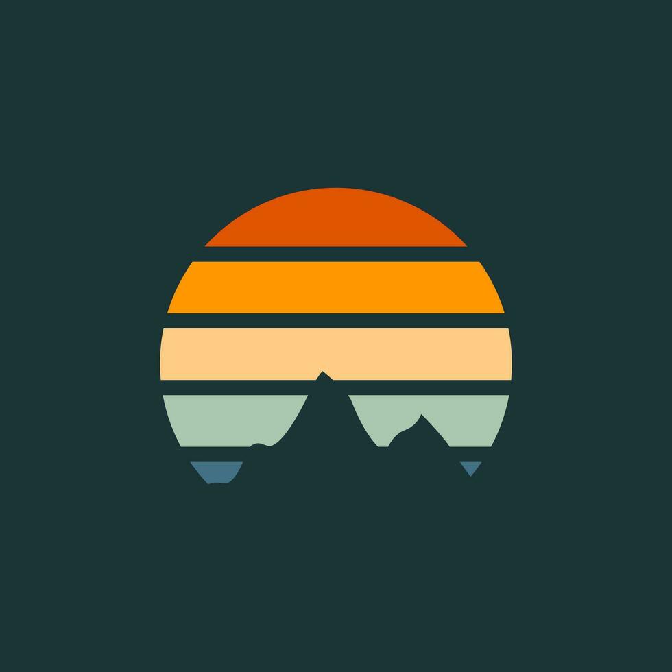 Retro Sunset Logo Element Vector Template . Sunset Logo Element . Travel Logo