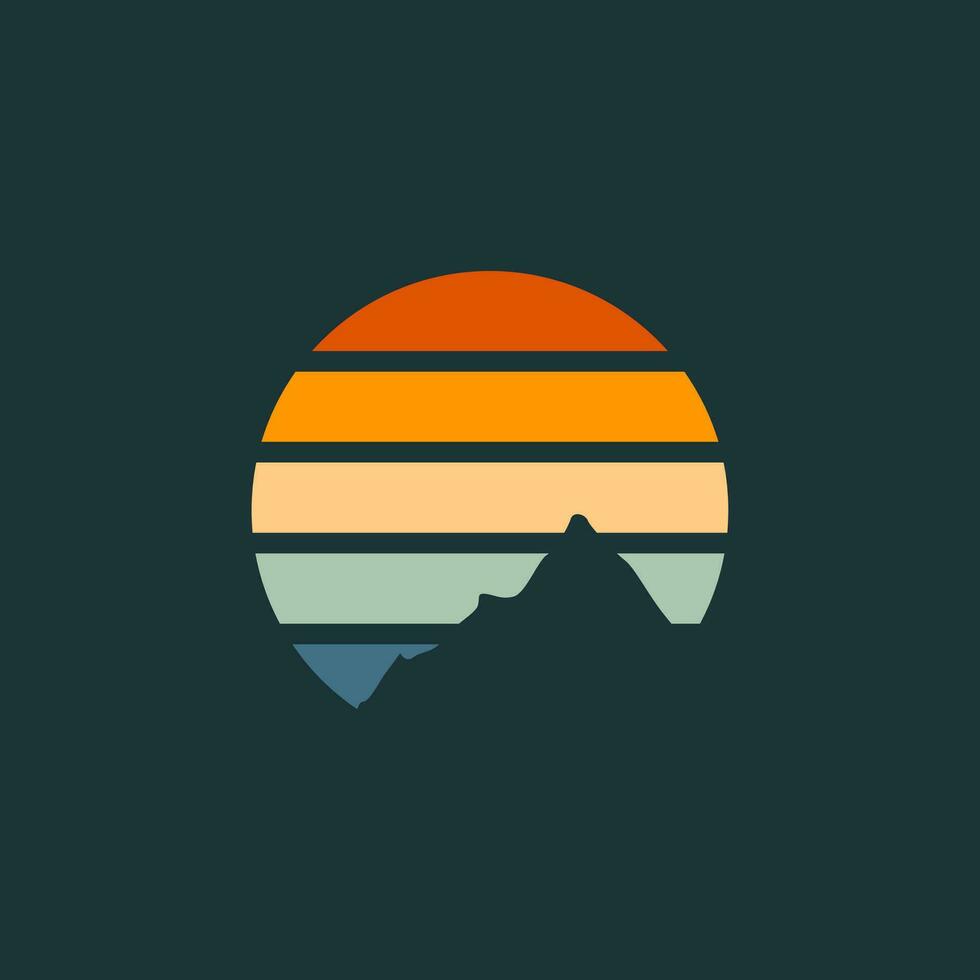 Retro Sunset Logo Element Vector Template . Sunset Logo Element . Travel Logo
