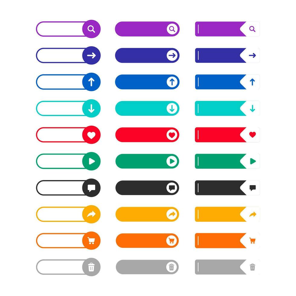 Website Click Buttom Icon Set Collection Free . Internet Website Icon Set . vector