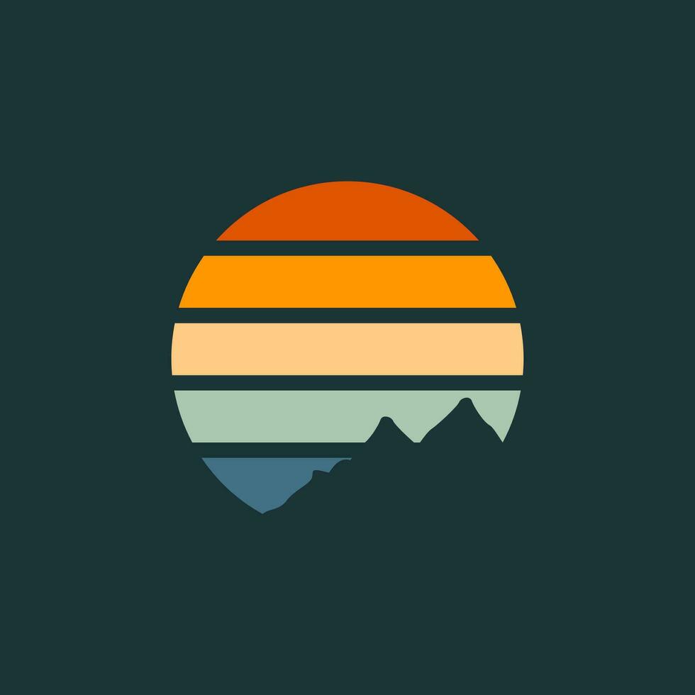 Retro Sunset Logo Element Vector Template . Sunset Logo Element . Travel Logo
