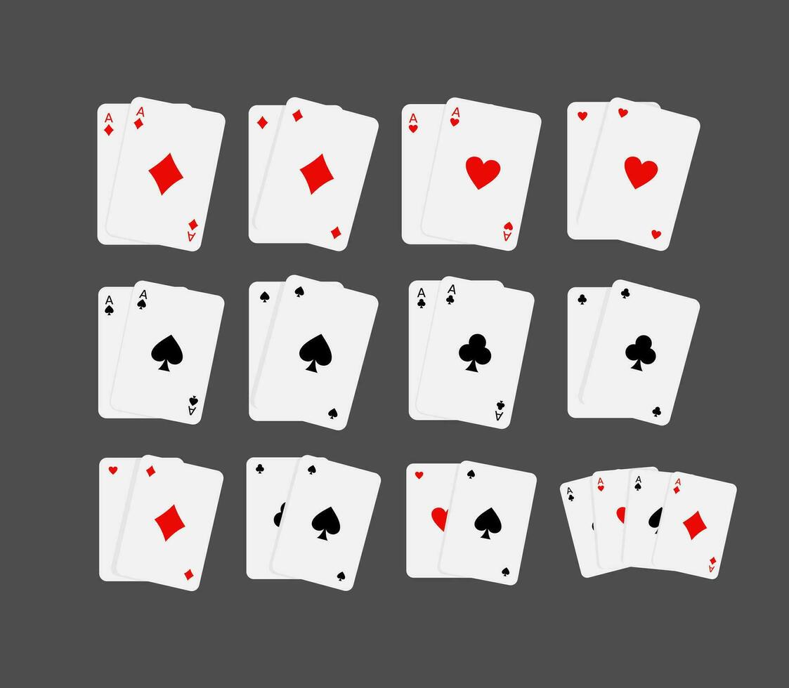 Casino Poker Card Illustration Element Vector Set