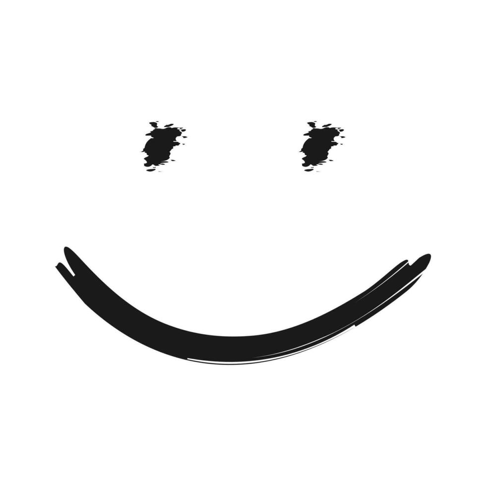 Smile Paint Brush Grunge Vector Icon