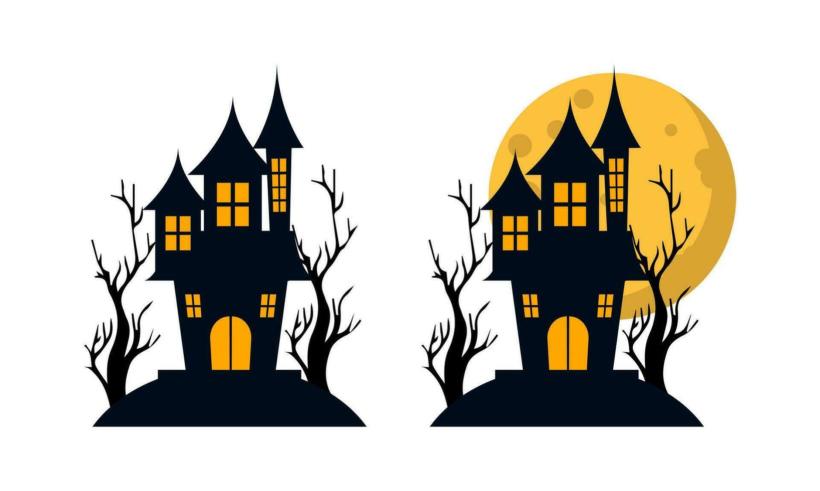 Halloween Castle Illustration . Halloween Castle with Moon Illustration . Happy Halloween Celebration . vector