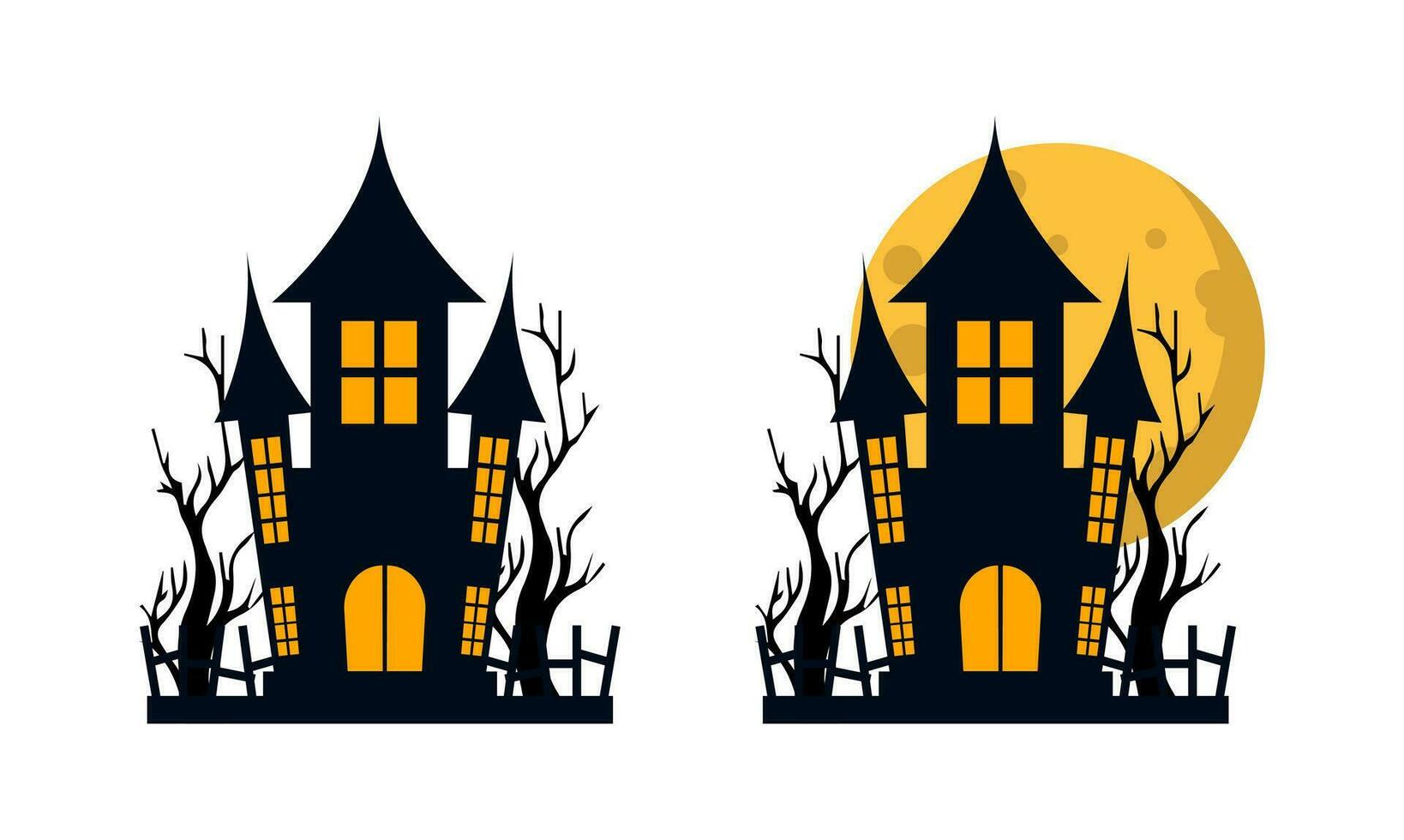 Halloween Castle Illustration . Halloween Castle with Moon Illustration . Happy Halloween Celebration . vector