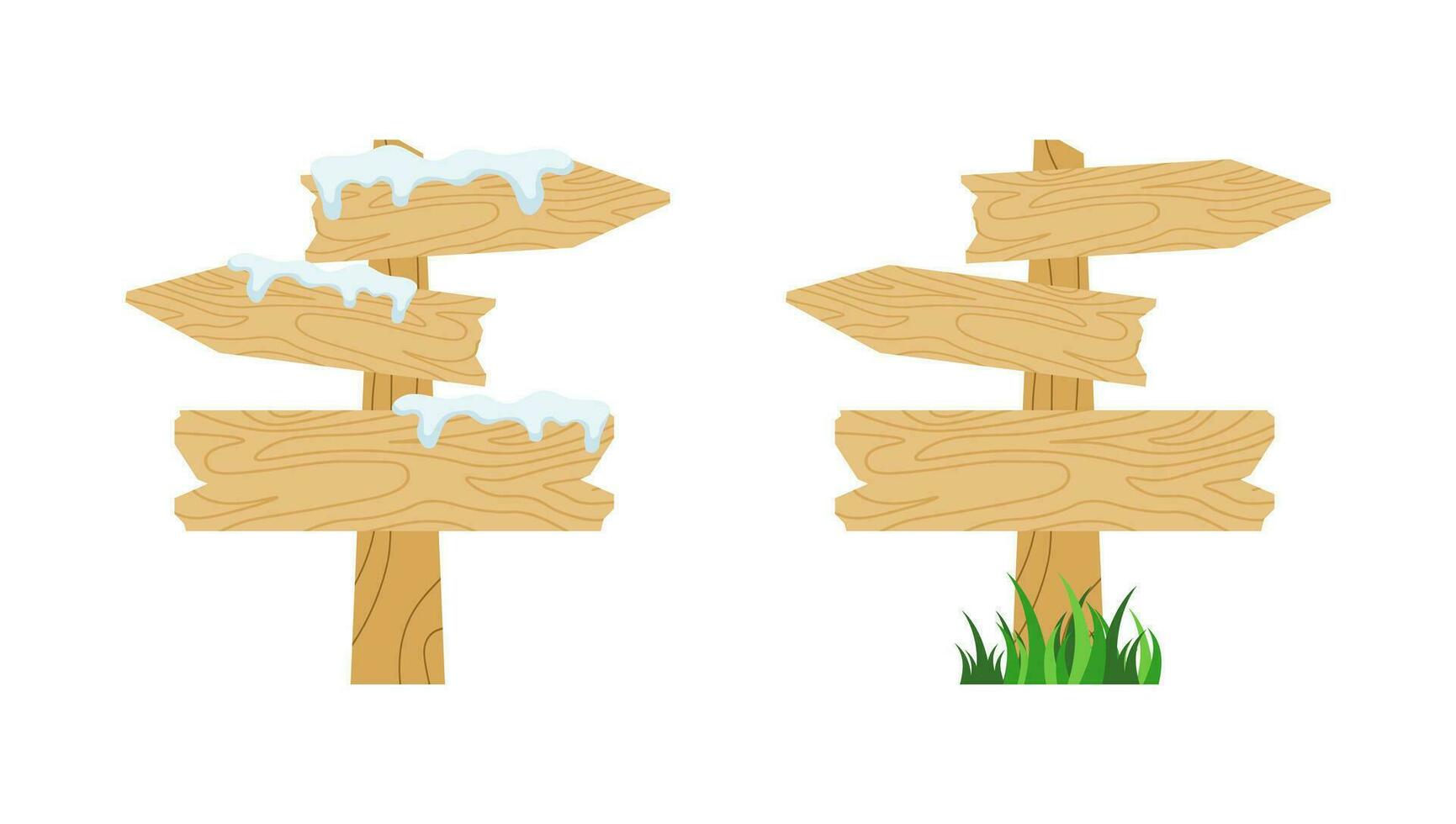 Wooden Sign Board . Wooden Sign with Snow Caps . vector