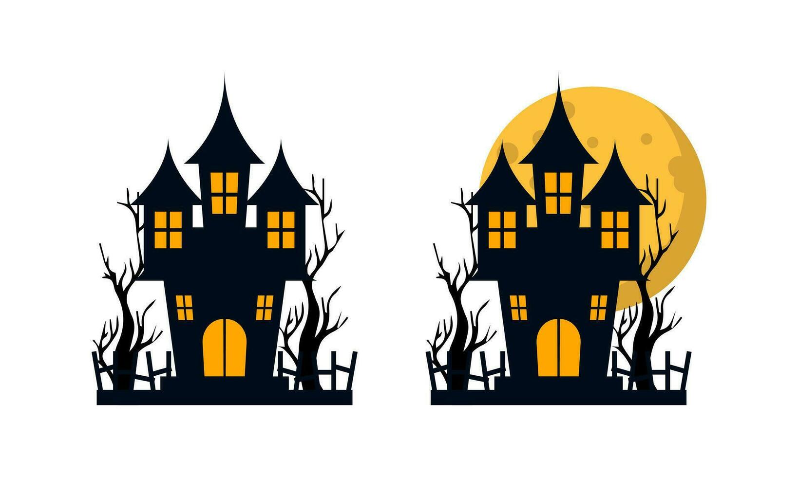 Halloween Castle Illustration . Halloween Castle with Moon Illustration . Happy Halloween Celebration . vector
