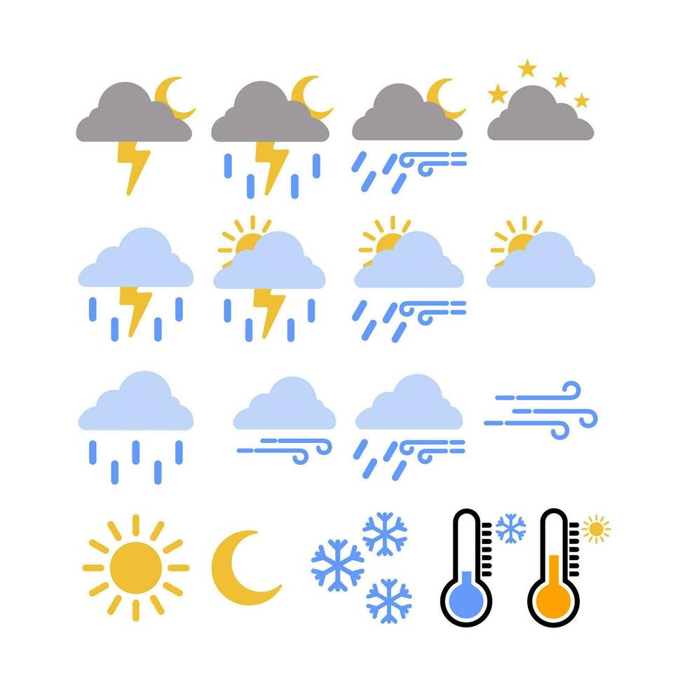 Weather Icon Set Vector Element . Cloud , Rain Vector .
