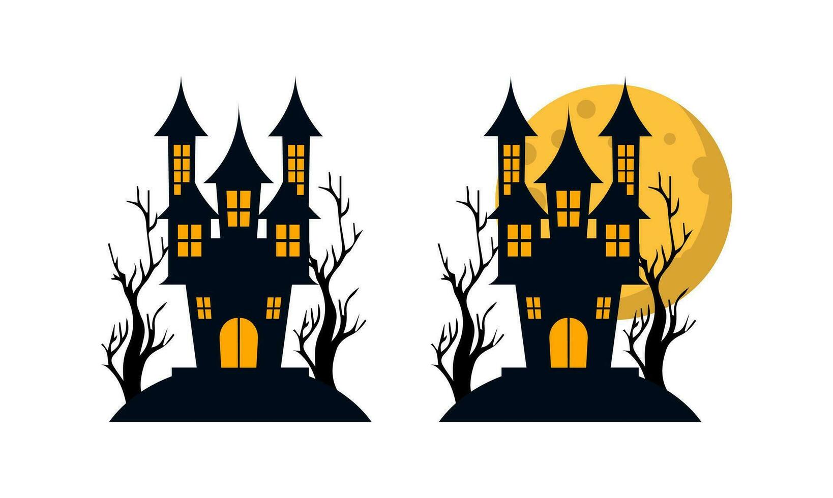 Halloween Castle Illustration . Halloween Castle with Moon Illustration . Happy Halloween Celebration . vector
