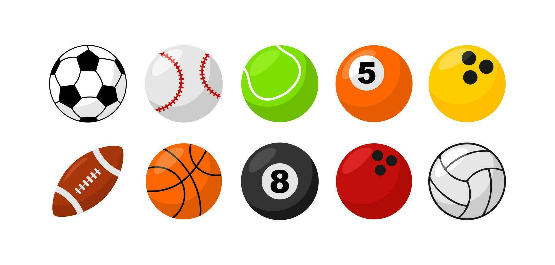 Sports Balls Illustration Element Vector Set .