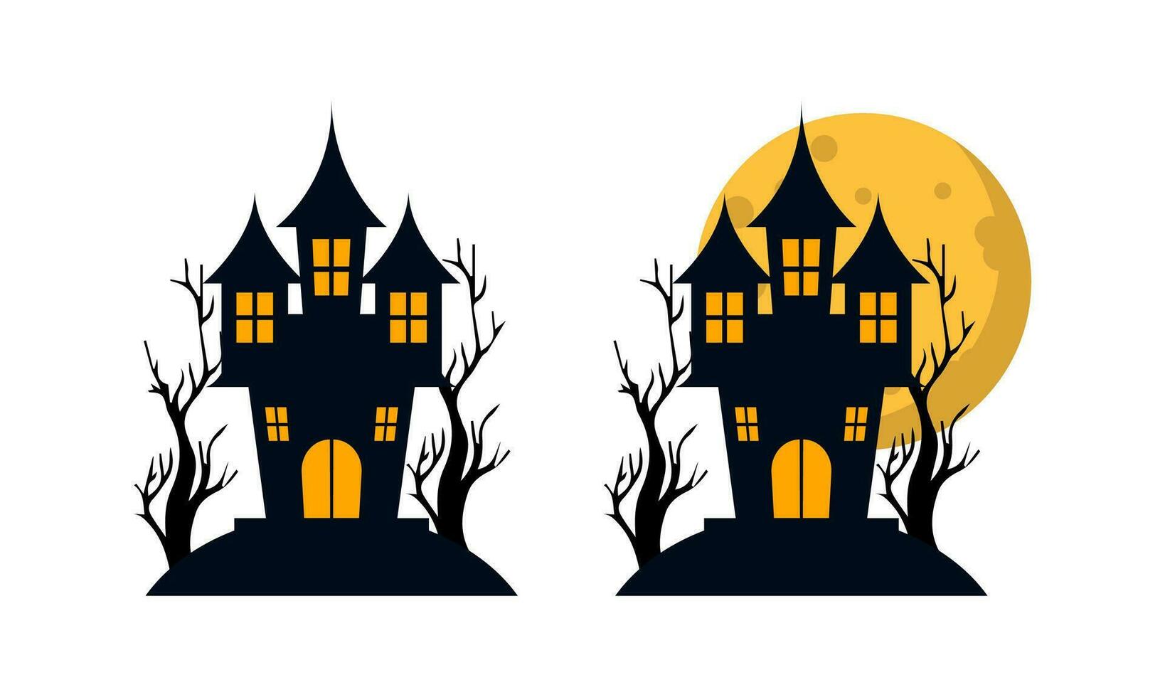 Halloween Castle Illustration . Halloween Castle with Moon Illustration . Happy Halloween Celebration . vector