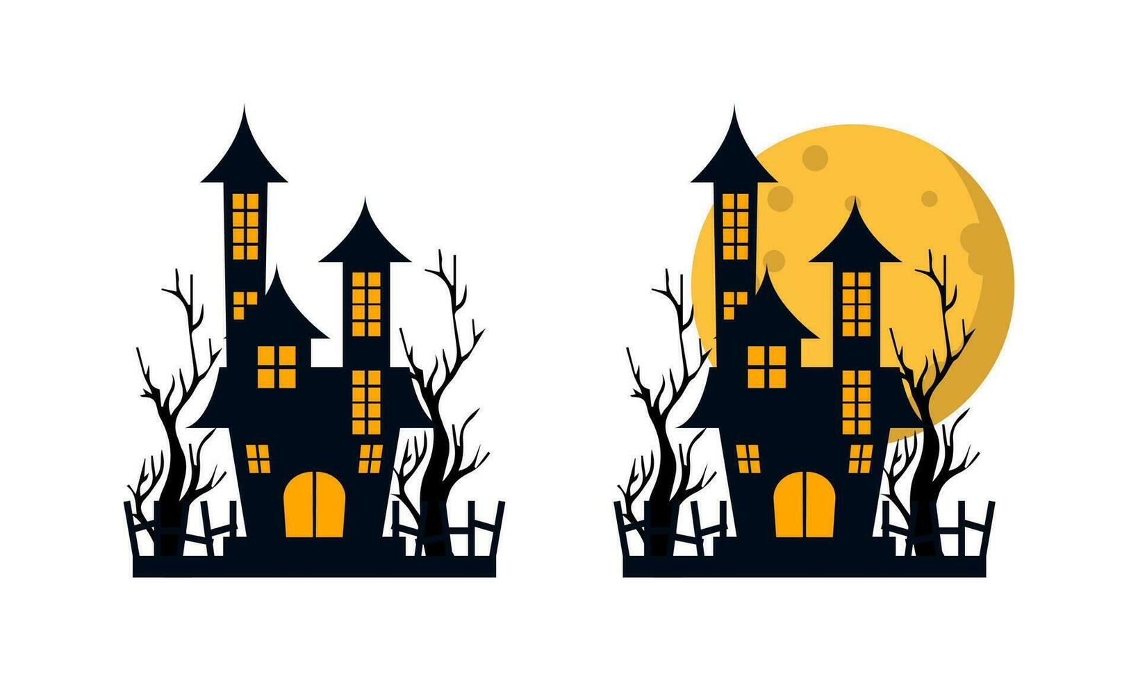 Halloween Castle Illustration . Halloween Castle with Moon Illustration . Happy Halloween Celebration . vector