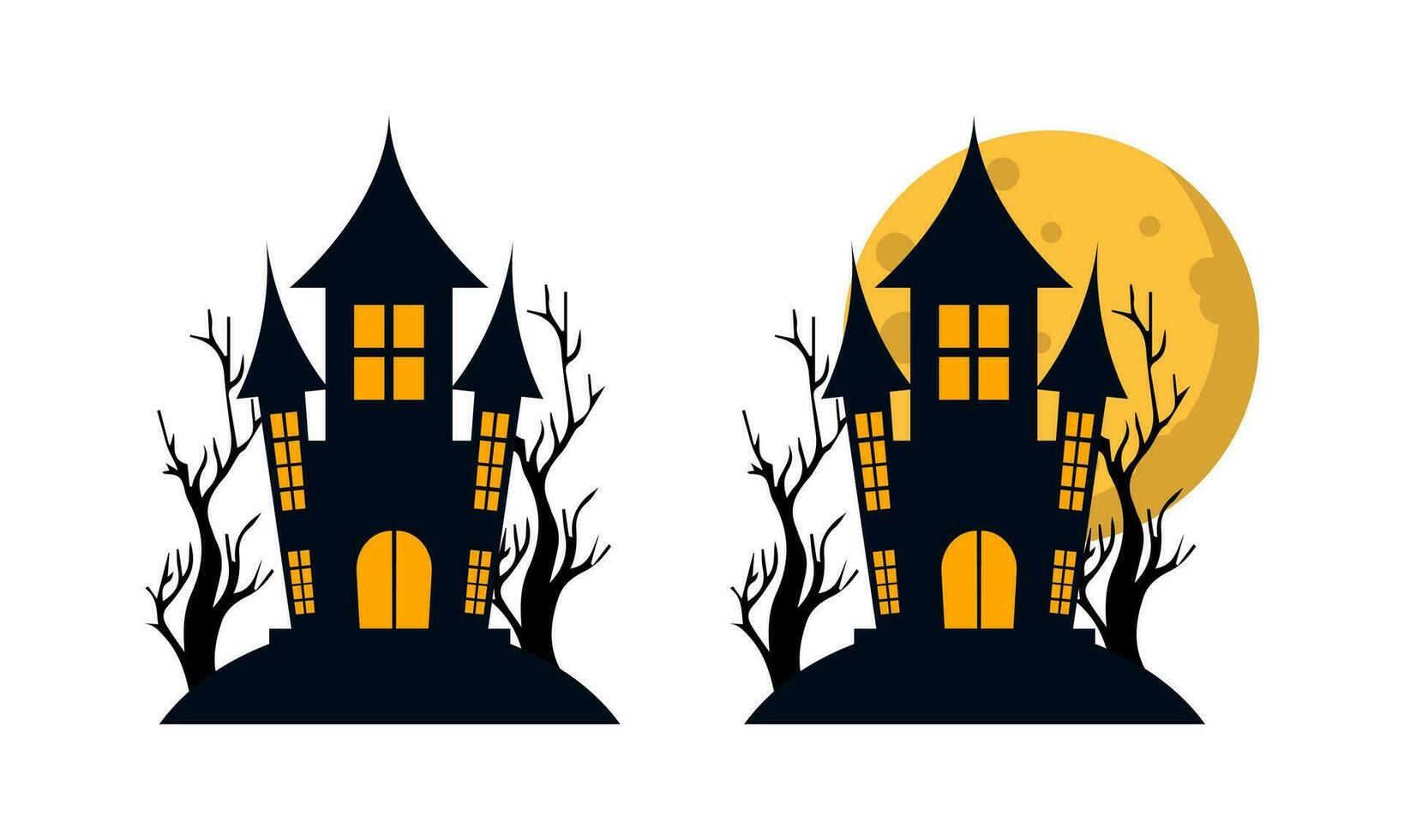 Halloween Castle Illustration . Halloween Castle with Moon Illustration . Happy Halloween Celebration . vector