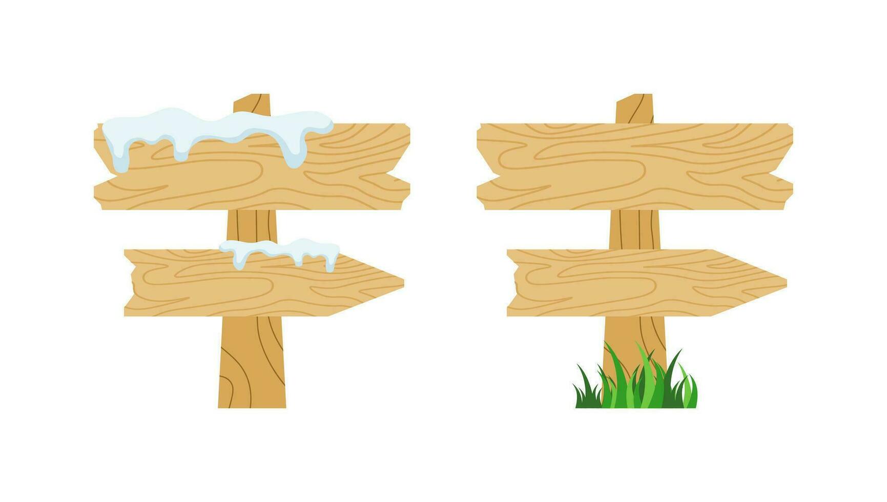 Wooden Sign Board . Wooden Sign with Snow Caps . vector