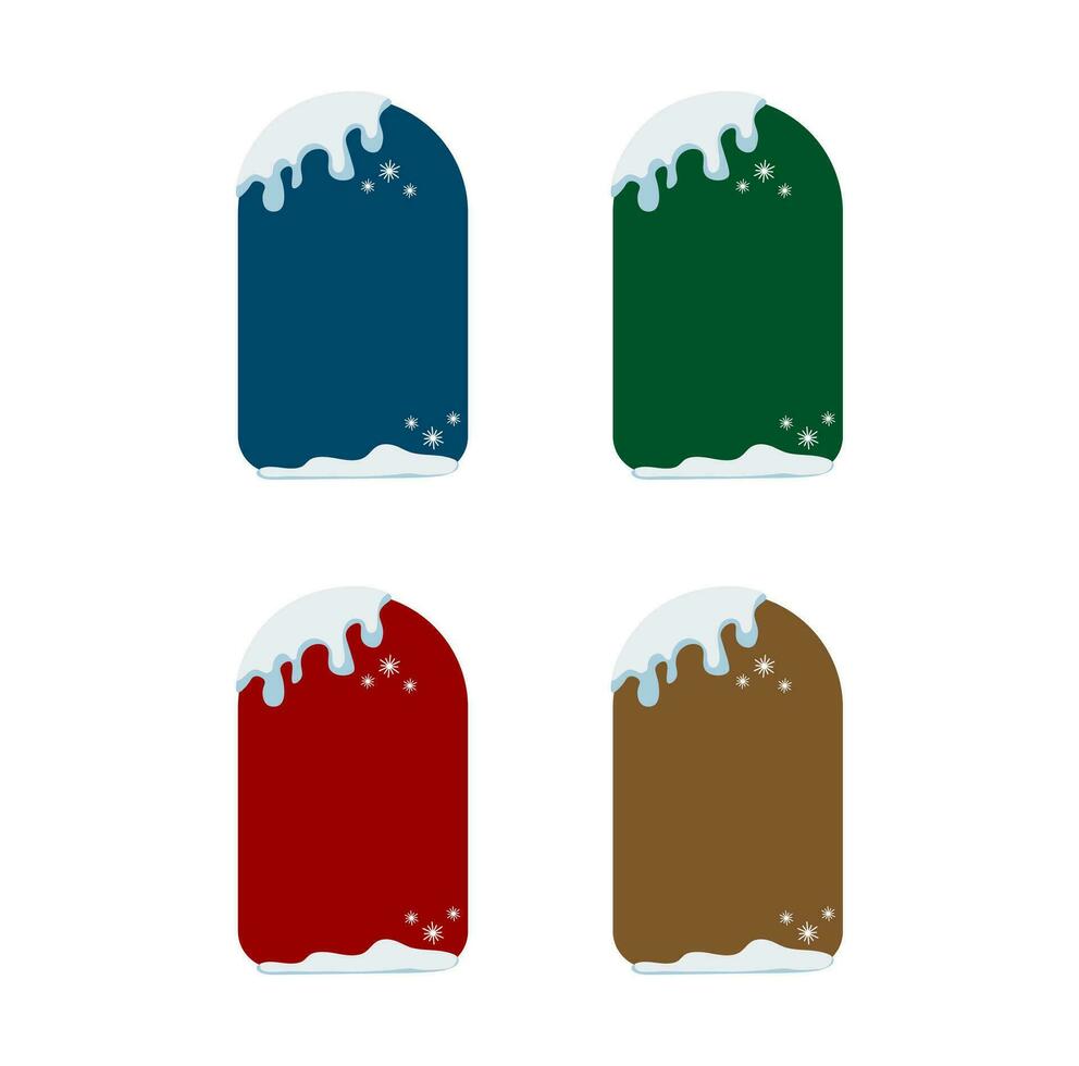 Text Box With Snow Vector Element . Winter Text Box .