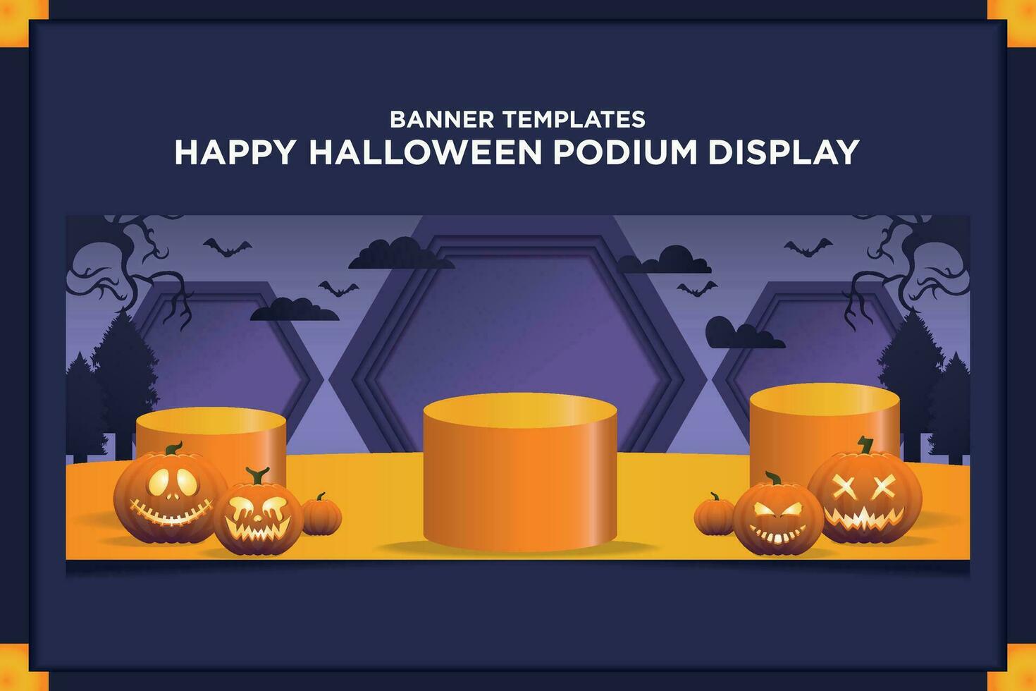 Banner Template Happy Halloween Podium Display vector