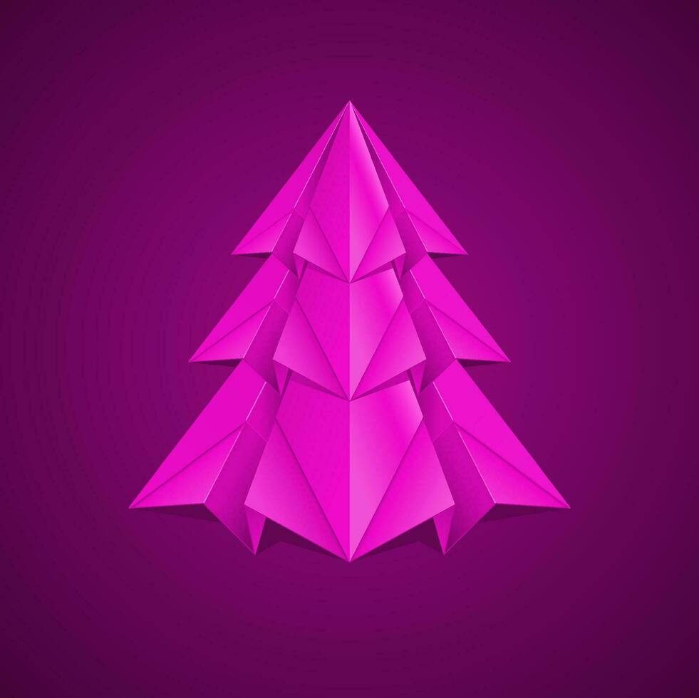 Cardboard Christmas Tree. Illustration on red background vector