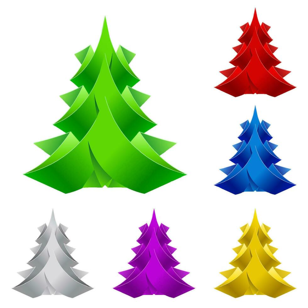 Set of Abstract Paper Christmas Tree. Illustration on white background vector