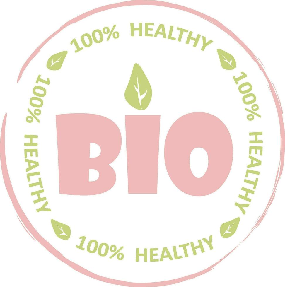 Eco, bio, organic and natural products sticker, label, badge and logo. Ecology icon. Logo template with green leaves for organic and eco friendly products. Vector illustration