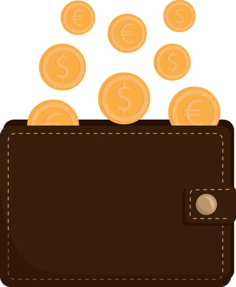 wallet with coins on white background vector