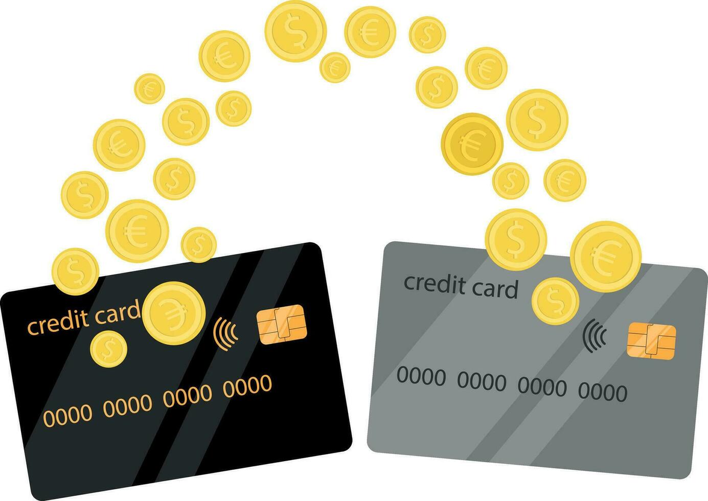 money transfer from card to card. coins, purchase vector