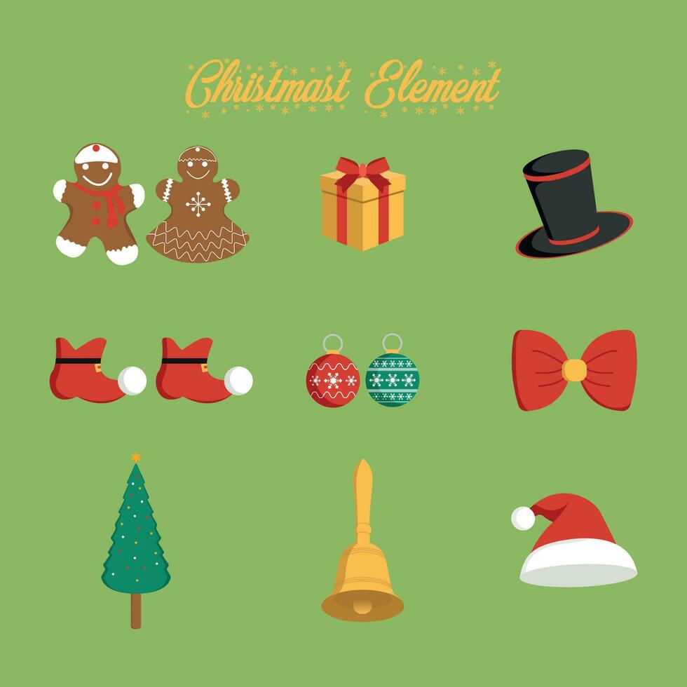 Christmas icons set. Vector illustration in flat style. Christmas elements collection.
