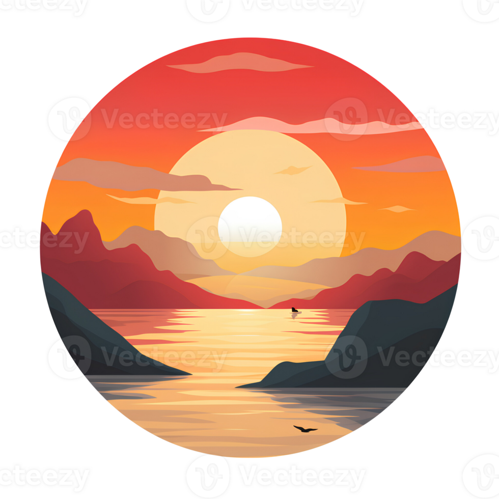 sunset beach vintage ai generative png