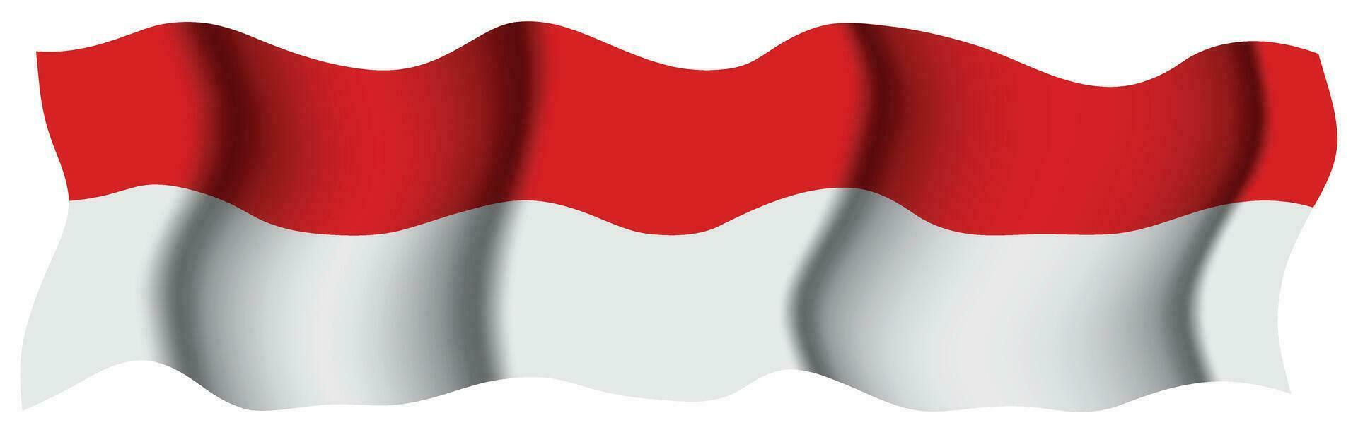 Long wavy Indonesian flag vector