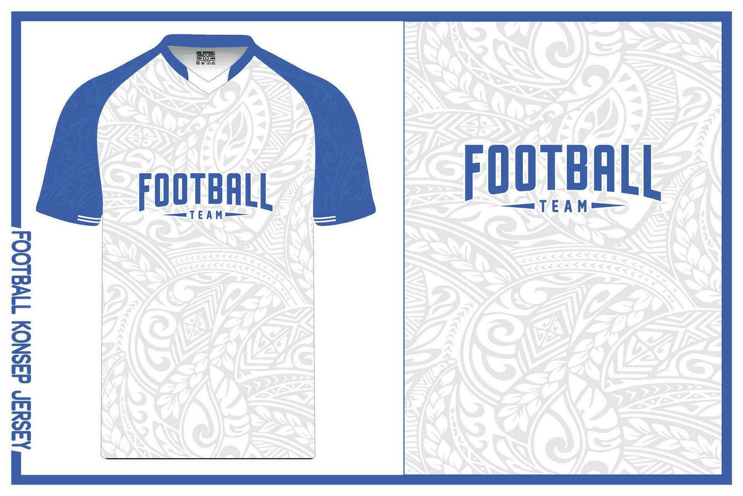 Free Vector jersey pattern with blue batik ornaments for football sublimation