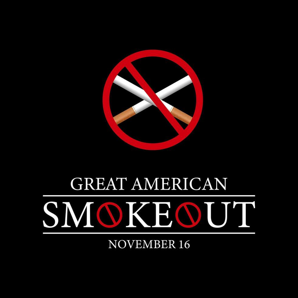 Great American Smokeout is an annual intervention event on the third Thursday of November Banner, poster, card, background design. vector