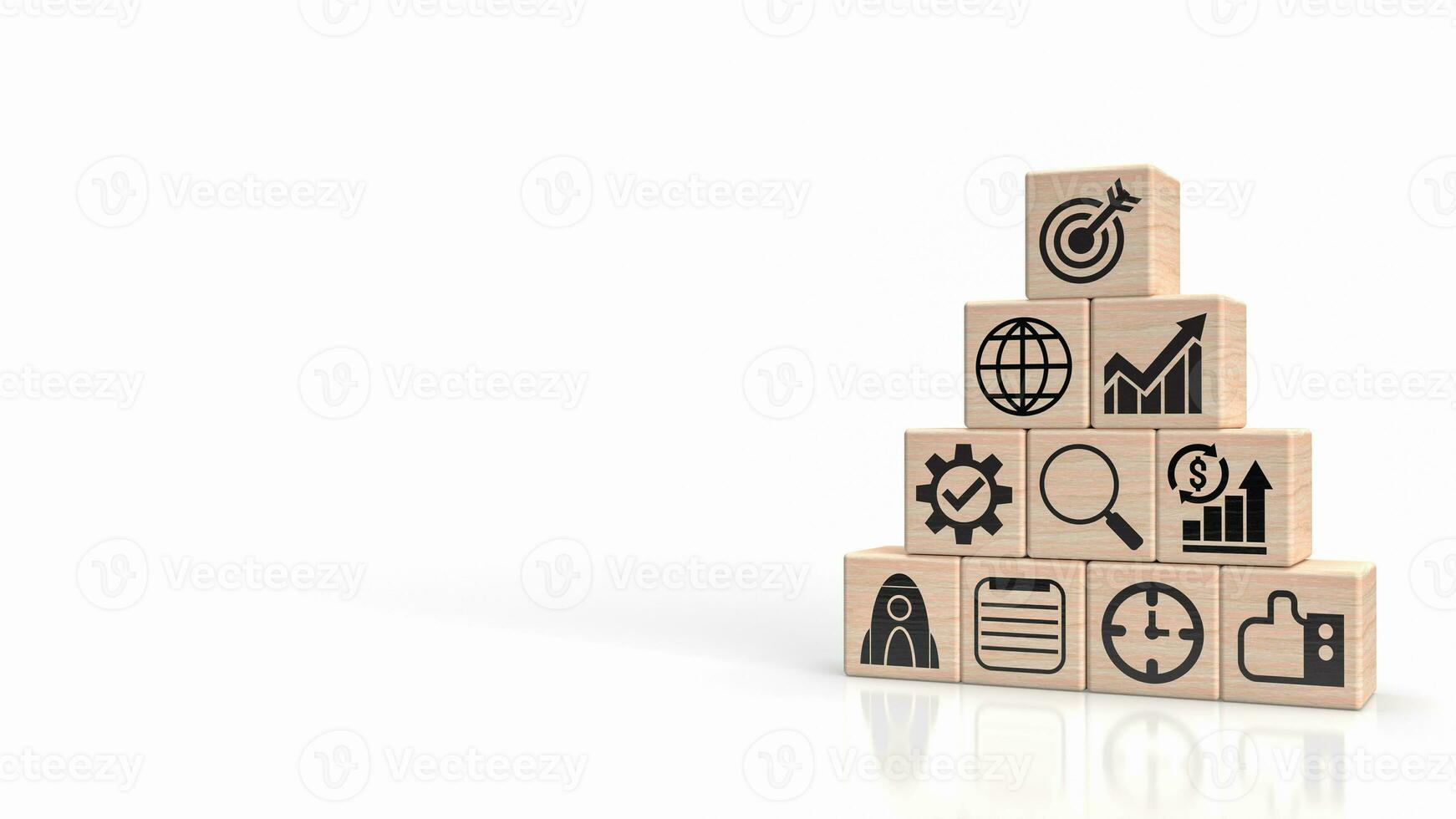 The Business icon on wood white Background  3d rendering. photo