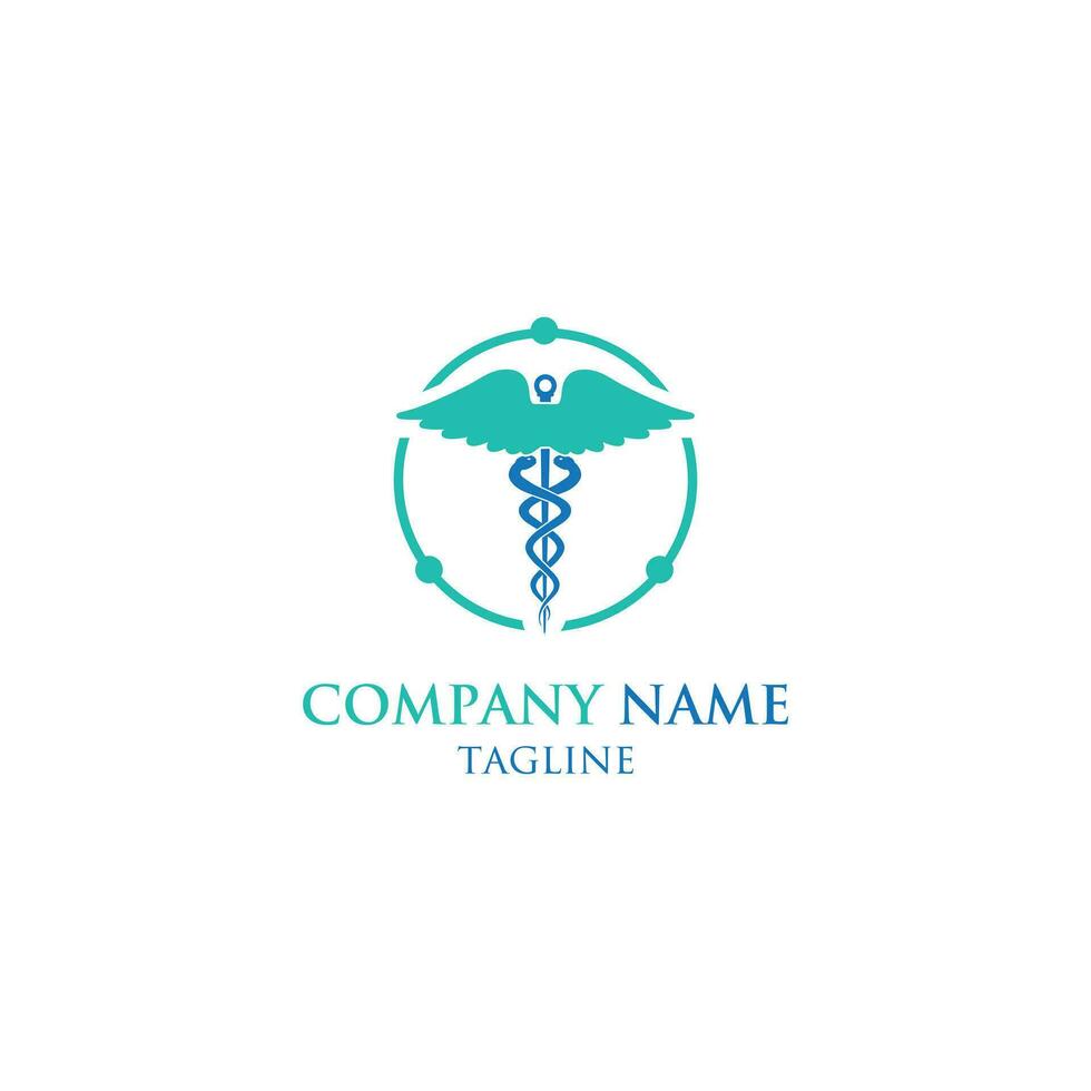 Snake medical icon, caduceus vector sign isolated on white background