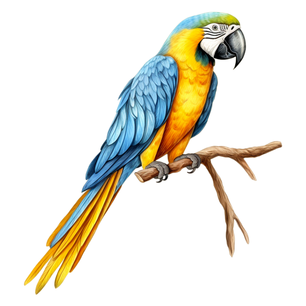 Blue and yellow macaw parrot colorful parrot Ai Generative png