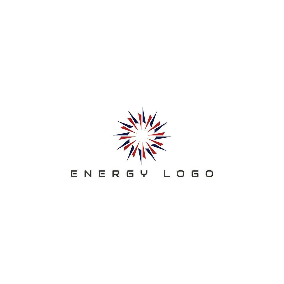 Abstract power energy logo design in blue and red color isolated on a white background vector