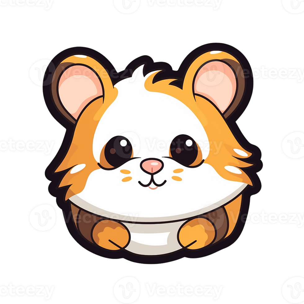 kawaii sticker, A cute Hamster stirring, designed with colorful contours and isolated. AI Generated png