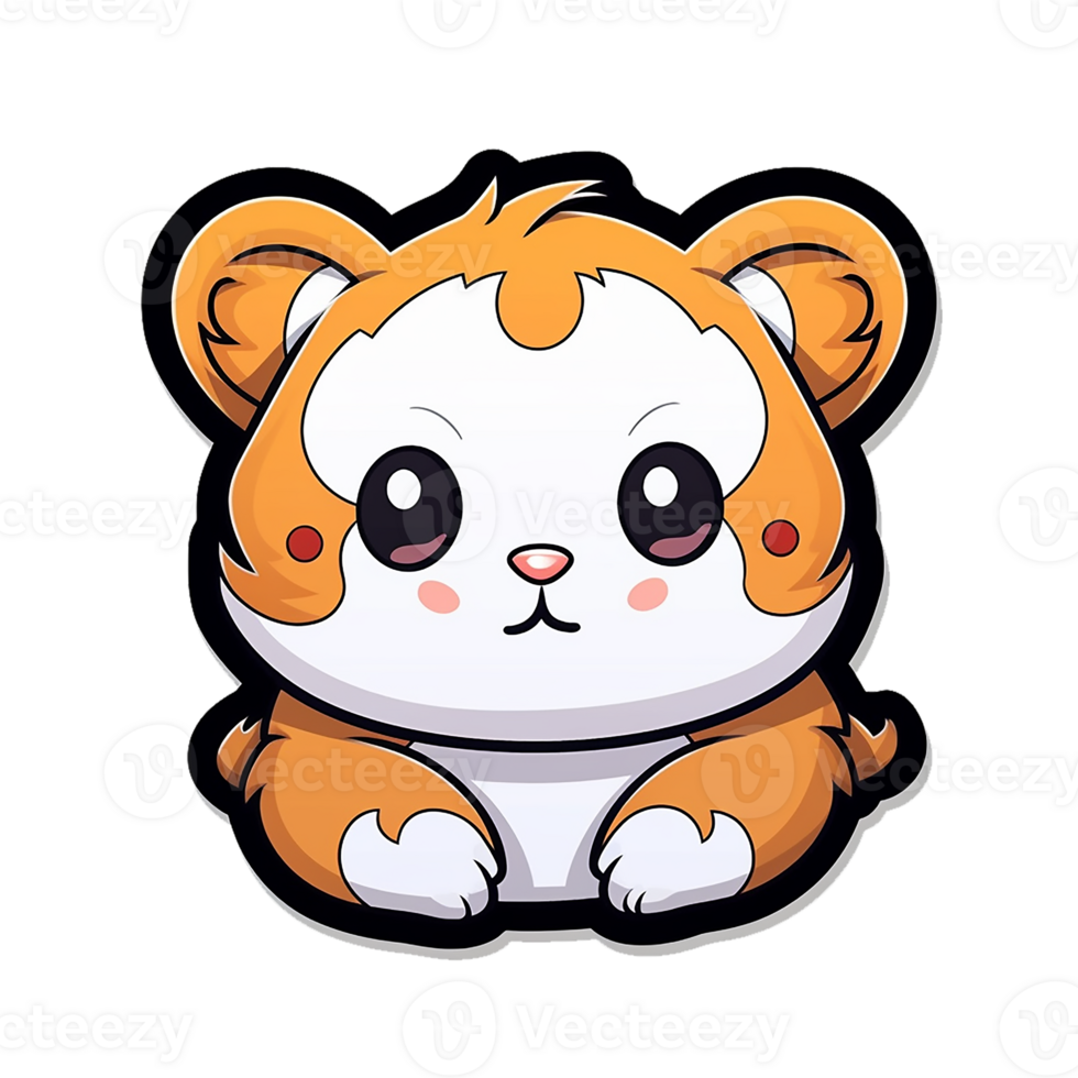 kawaii sticker, A cute Hamster stirring, designed with colorful contours and isolated. AI Generated png