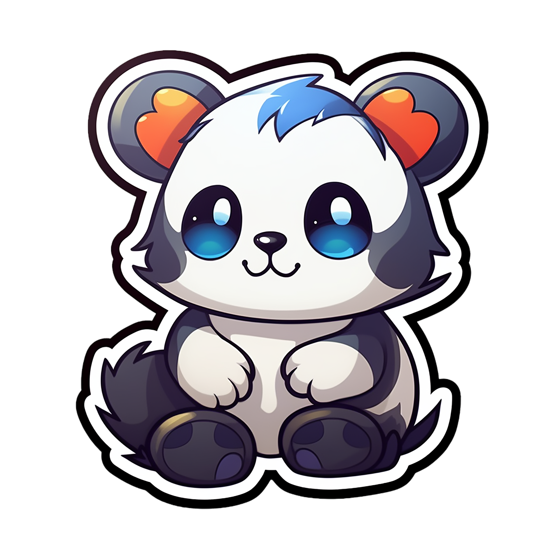 kawaii sticker, A cute Panda stirring, designed with colorful contours and  isolated. AI Generated 29227104 PNG