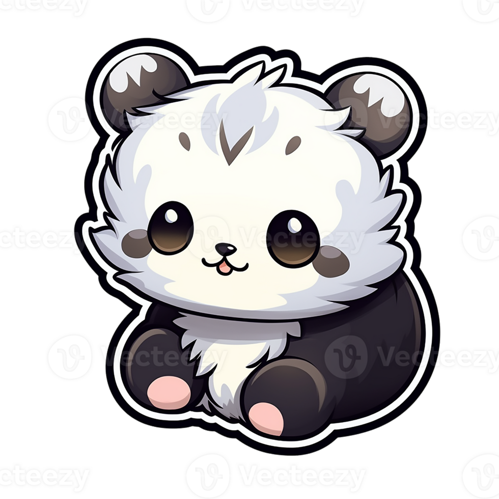 kawaii sticker, A cute Panda stirring, designed with colorful contours and isolated. AI Generated png