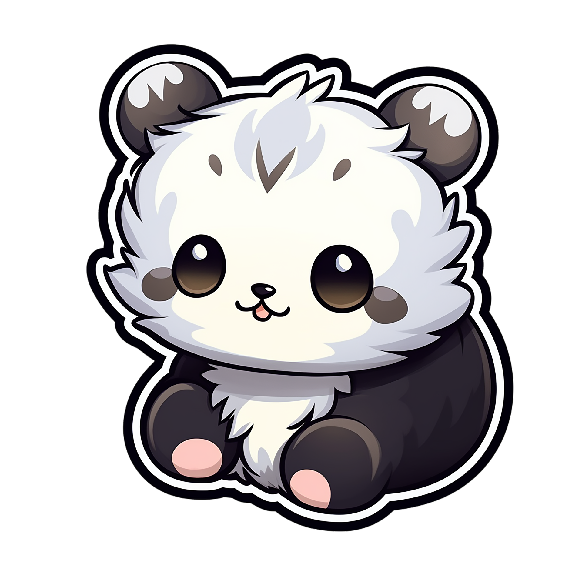 kawaii sticker, A cute Panda stirring, designed with colorful contours and  isolated. AI Generated 29227104 PNG