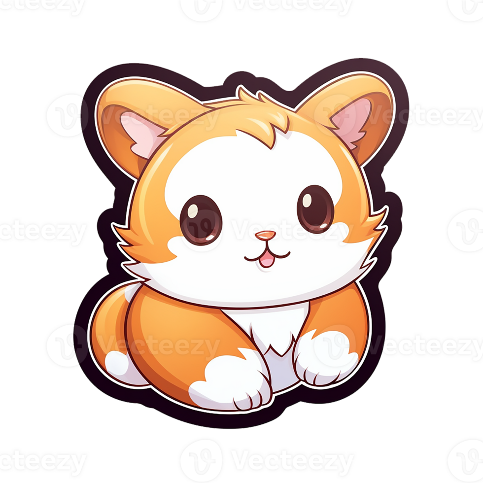 kawaii sticker, A cute Hamster stirring, designed with colorful contours and isolated. AI Generated png