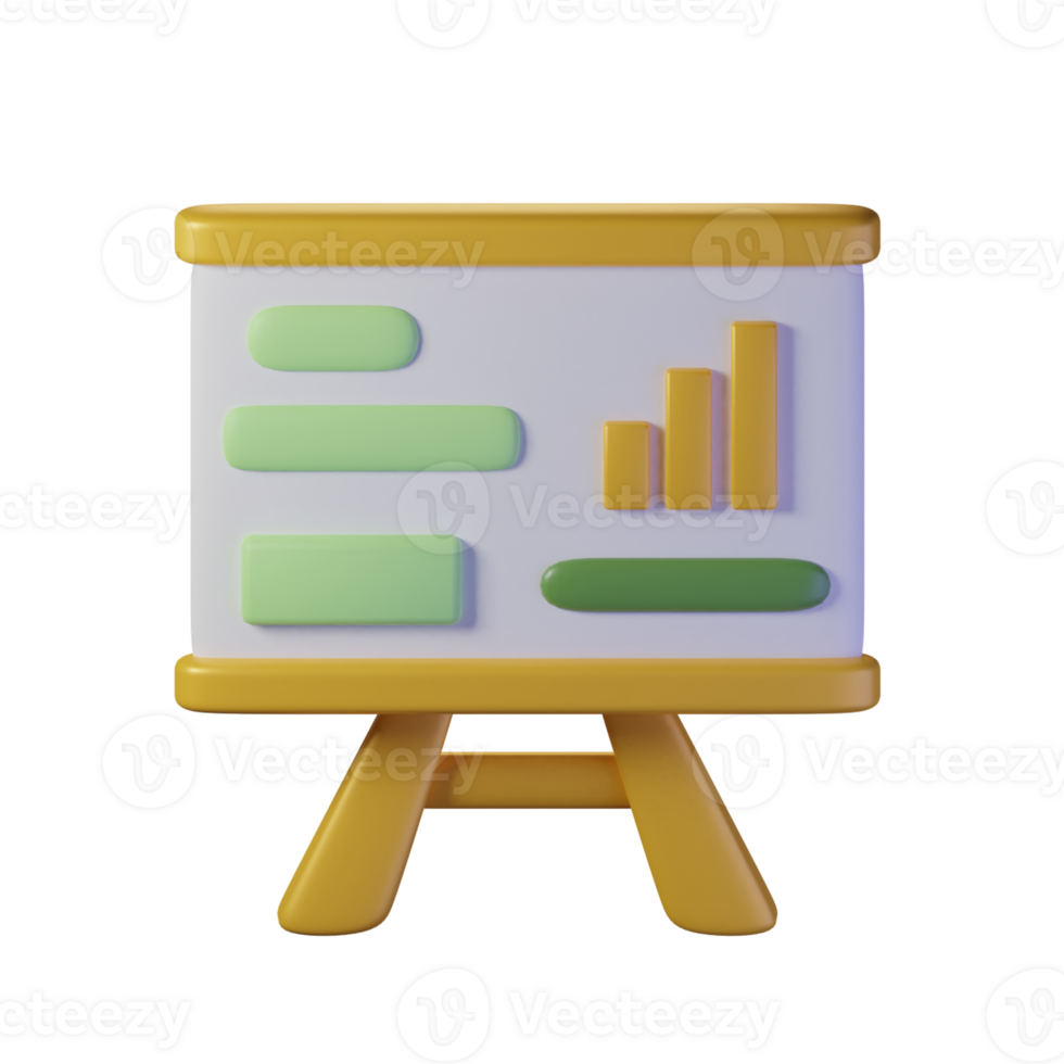 presentatie bord items met een geel thema. geïsoleerd Aan alpha achtergrond. 3d illustratie. hoog resolutie png