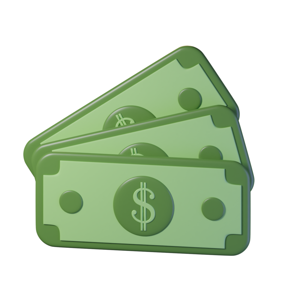 Money items with an yellow theme. Isolated on alpha background. 3D illustration. High resolution png