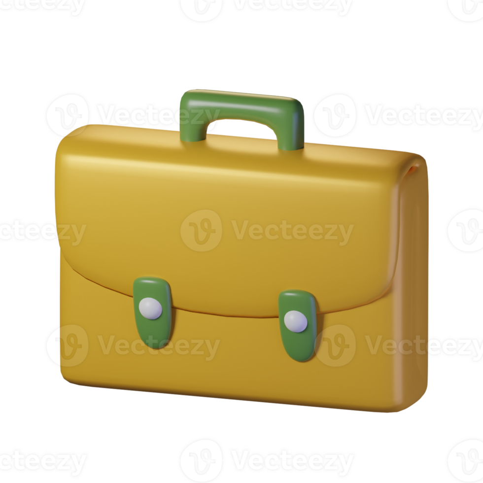 Work bag  items with an yellow theme. Isolated on alpha background. 3D illustration. High resolution png