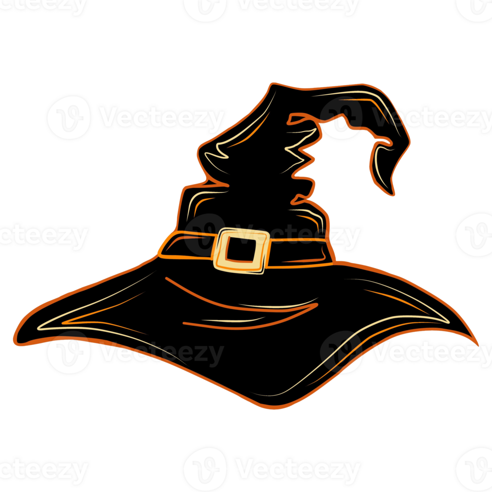 Witch's hat old, crumpled black. illustration for Halloween png