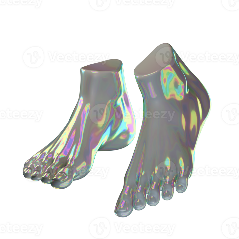 a pair of feet with a holographic effect png