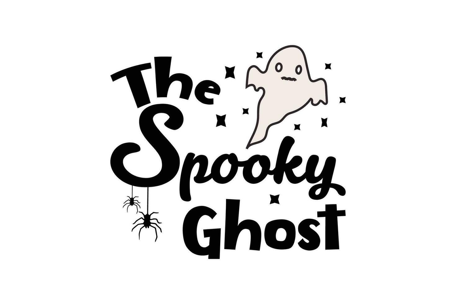 The Spooky Ghost Halloween T-shirt Design. Witch, spooky, ghost, happy halloween vector illustration.
