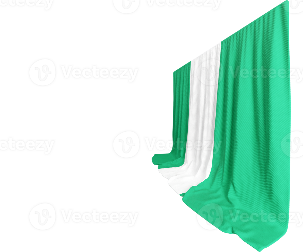 Nigeria Flag Curtain in 3D Rendering called Flag of Nigeria png