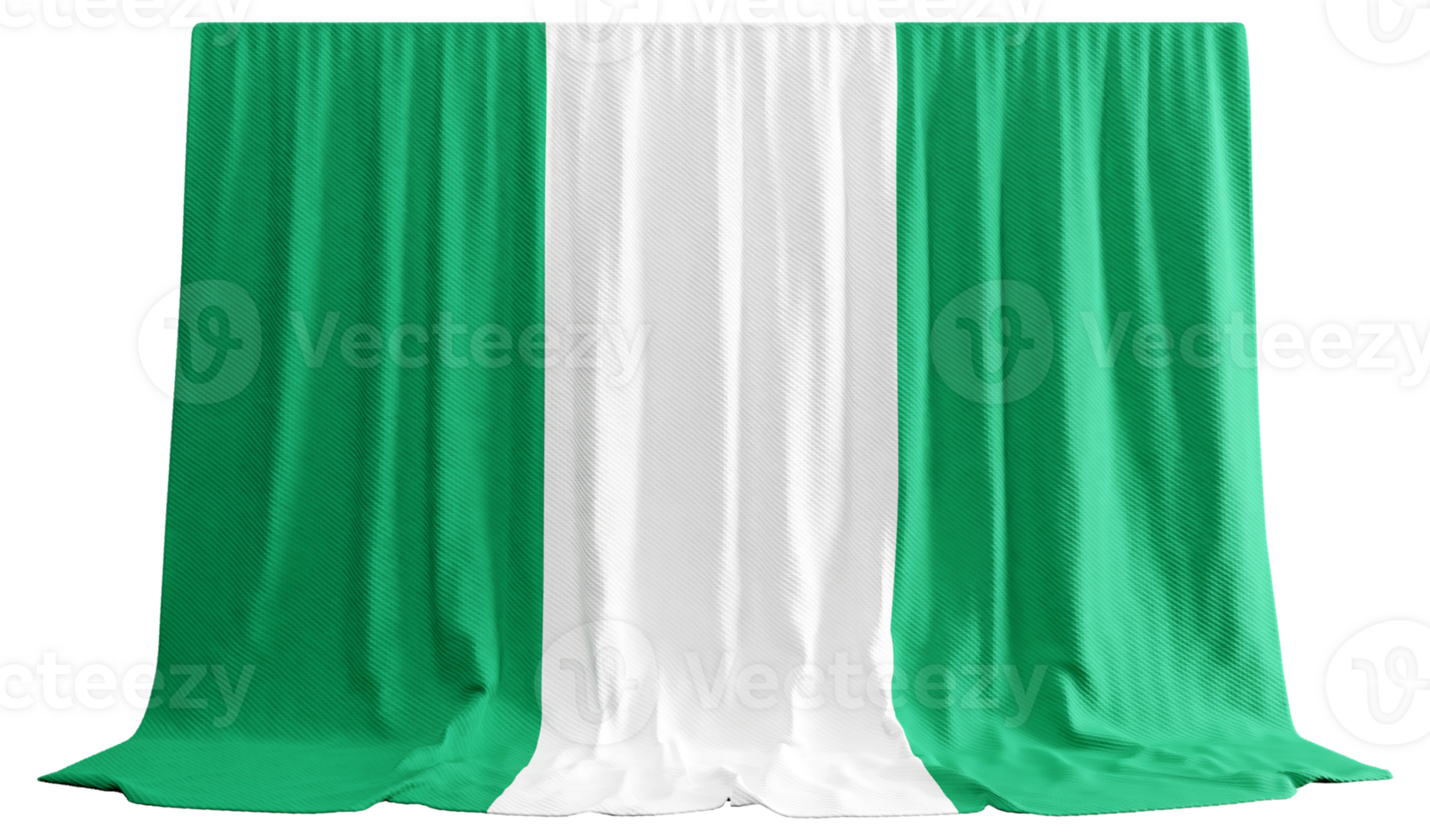 Nigeria Flag Curtain in 3D Rendering called Flag of Nigeria png