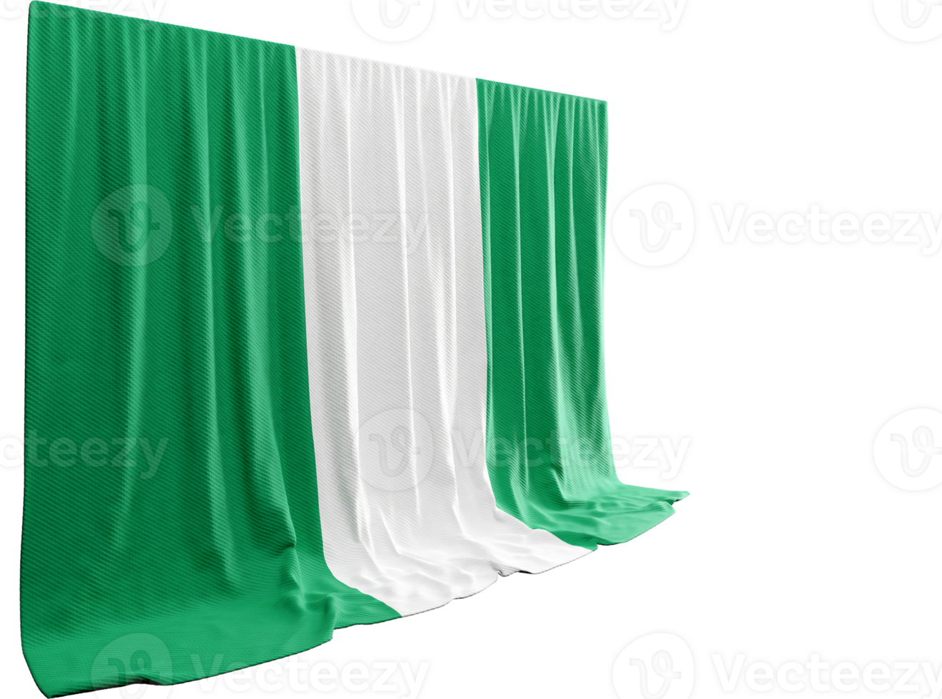 Nigeria Flag Curtain in 3D Rendering called Flag of Nigeria png