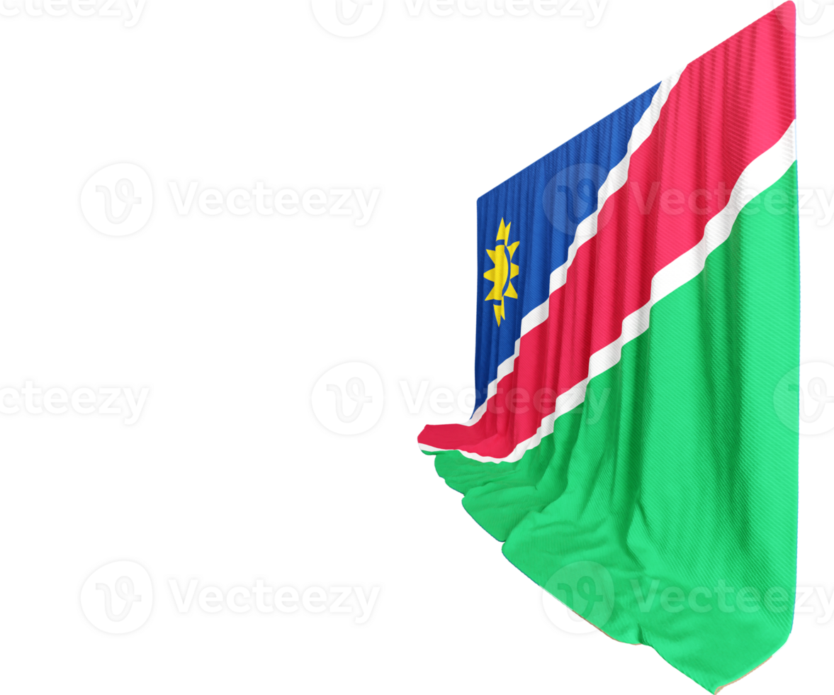 Namibia Flag Curtain in 3D Rendering called Flag of Namibia png