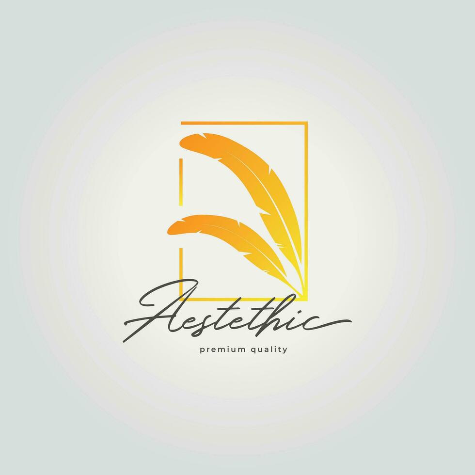 badge of plumage logo, illustration of feathers icon vector, design of quill vector